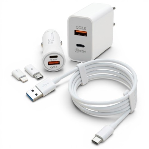 Ładowarka uniwersalna Plus 4w1 (Sieciowa / Samochodowa QC 3.0 + PD)