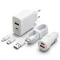 Ładowarka uniwersalna Plus 4w1 (Sieciowa / Samochodowa QC 3.0 + PD)